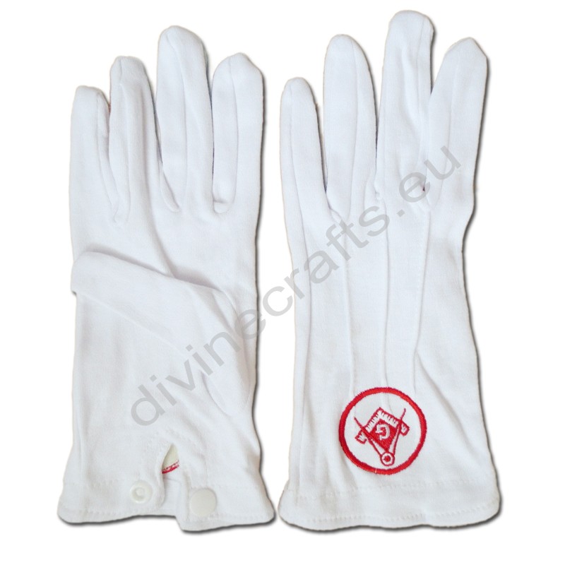 Masonic Gloves Red Embroidery G6