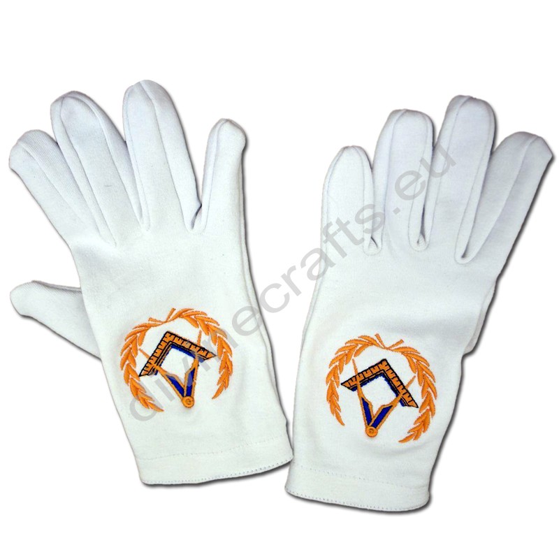 Masonic White Gloves With Square And Compass Sticker