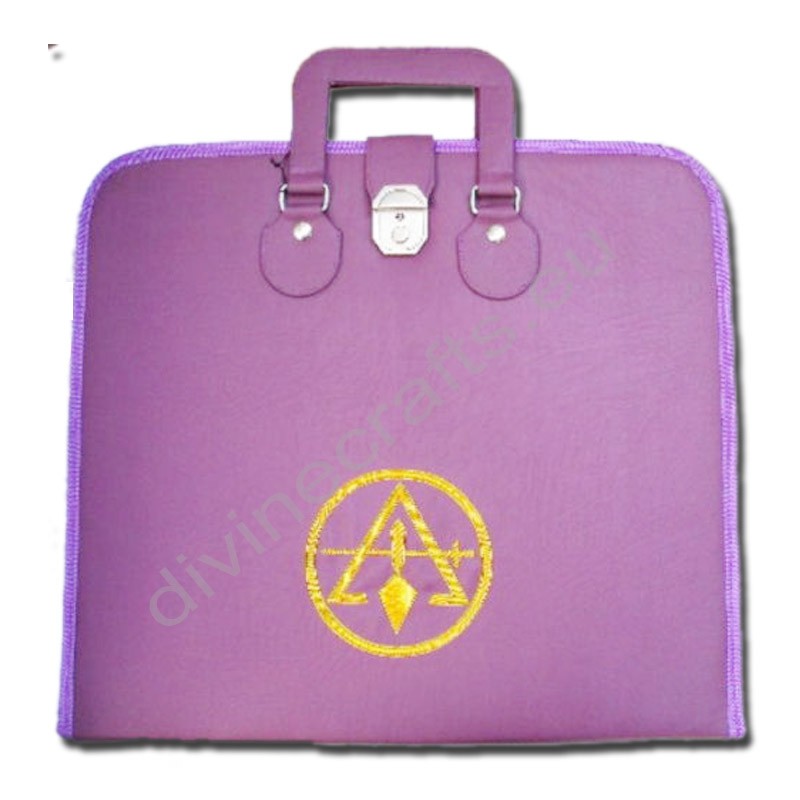 Hand Embroidered Masonic Custom Purple, Past R&S Master Member's Apron Case Gold
