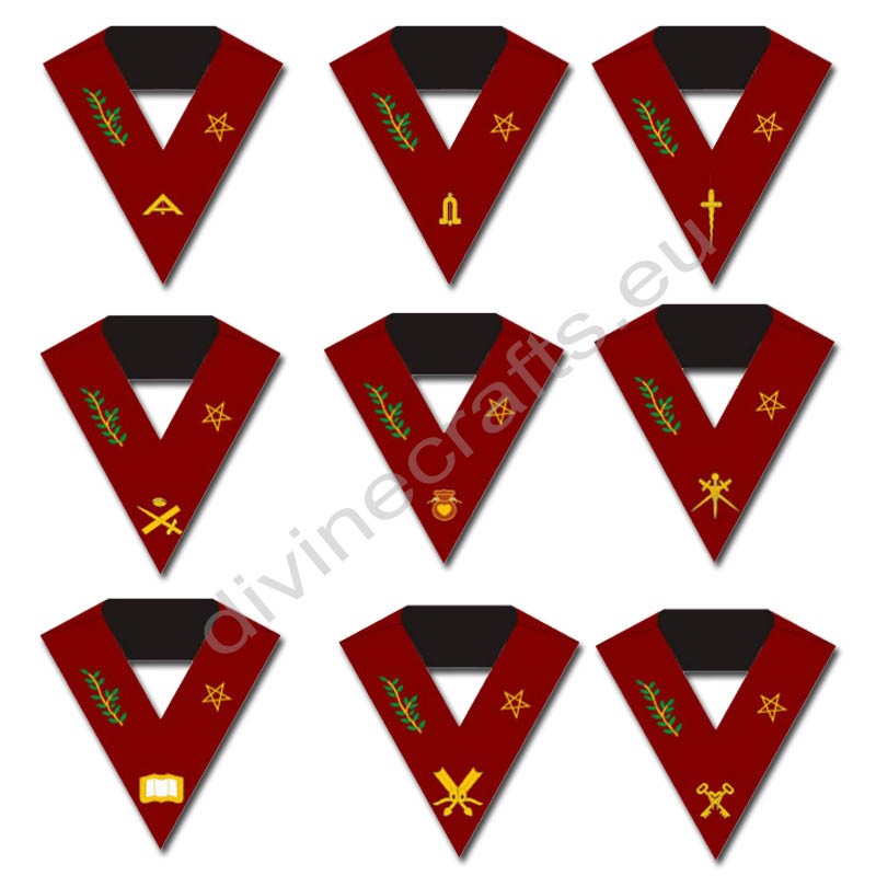 Masonic Blue Lodge 14th Degree Collars- Set of 9 collar