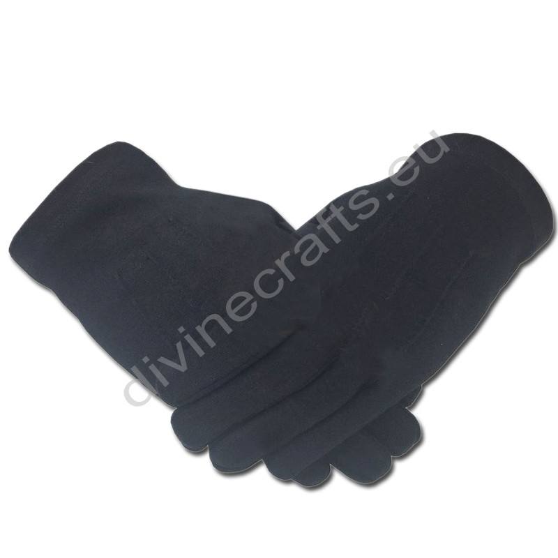 Masonic Knight Templar Plain 100% Cotton Glove Black